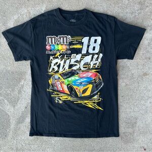 Nascar Kyle Busch Black Tee with Vibrant Racing Car Graphic
